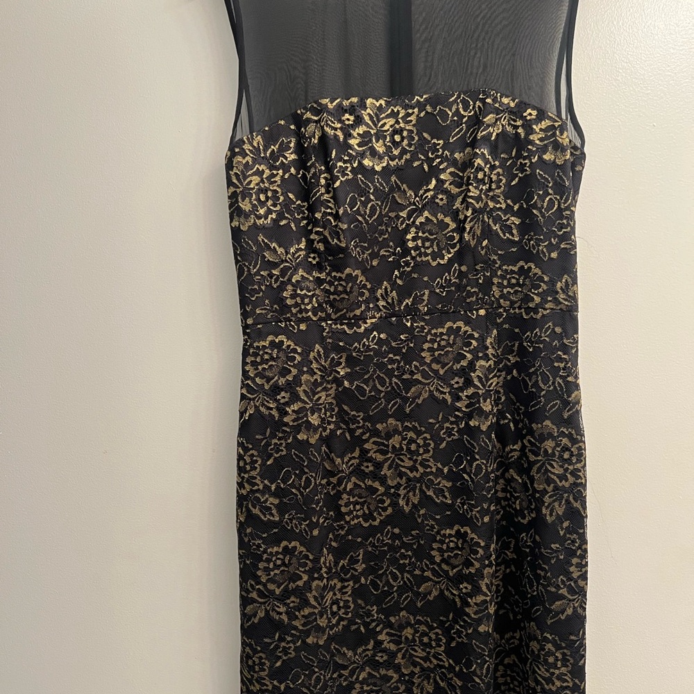 DVF Elegant Black and Gold Floral Dress